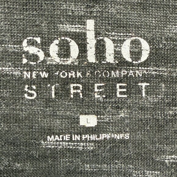 New York & Co Soho Street Sheer V-Neck Tee Women L Black w/White Lines - Picture 4 of 7